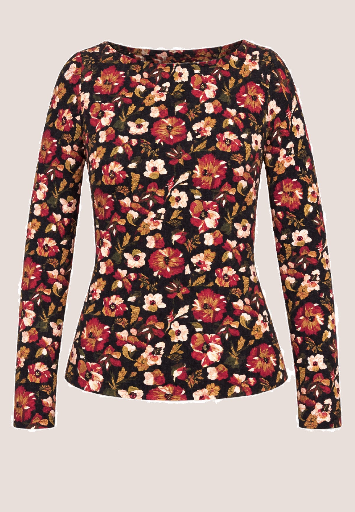 Shirt, Modell Alice mit buntem Blumenmuster und langen Ärmeln