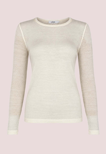 Wollshirt, Modell Iblis in Creme mit langen Ärmeln