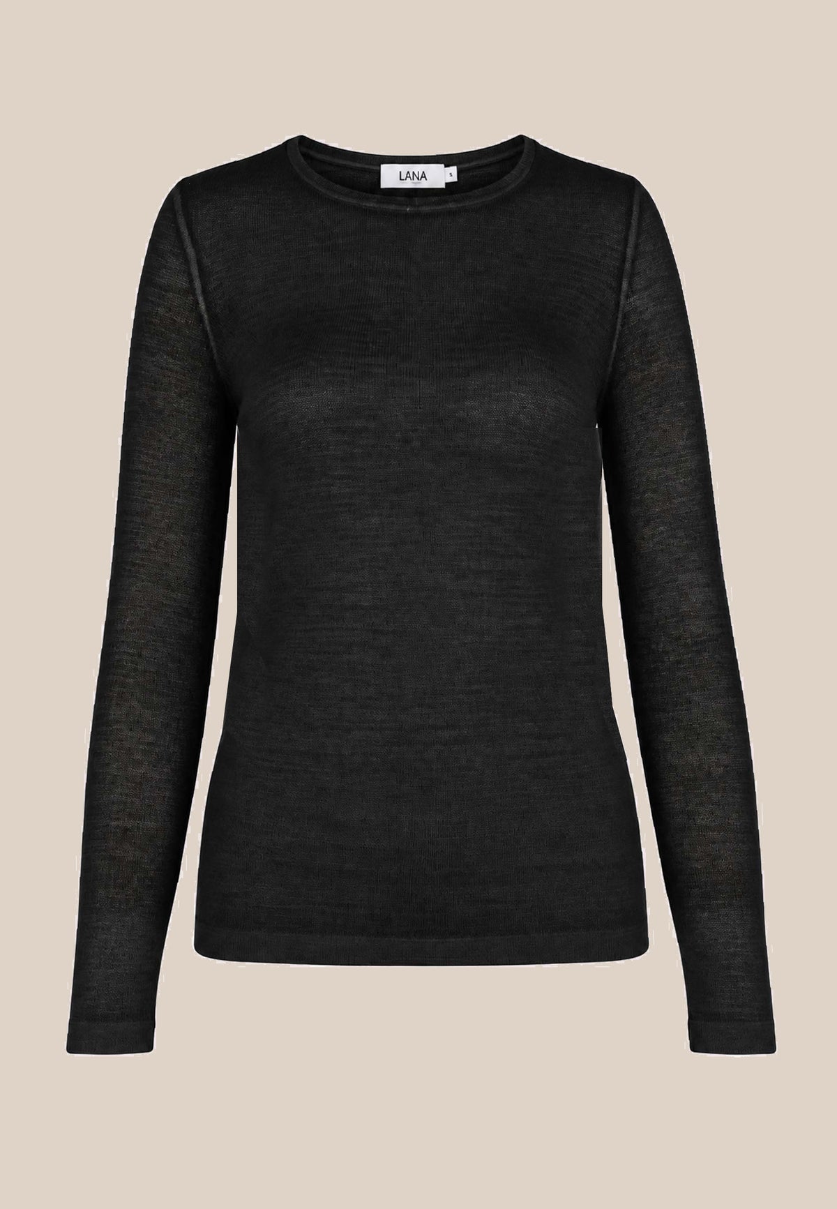 Wollshirt, Modell Iblis in Schwarz mit langen Ärmeln