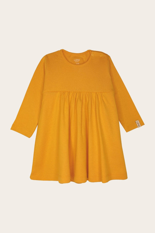 Longshirt Modell Lena sonnengelb nachhaltige Bio Baumwolle weich angenehm langarm